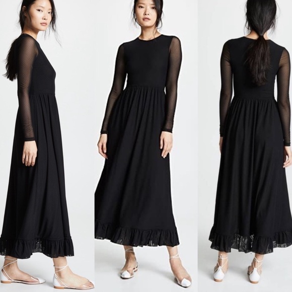 Ganni Dresses & Skirts - Ganni MIDI dotted mesh long sleeve dress in black